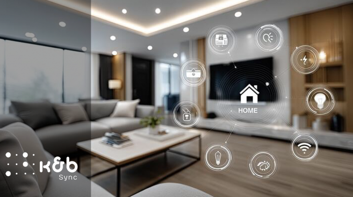A visual representation of a smart home ecosystem featuring K&B Sync's one-stop solution.